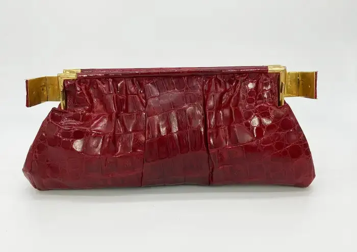 Vintage Red Alligator XL Clutch