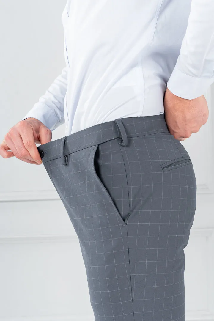 Wolf Grey Checks Formal Pants