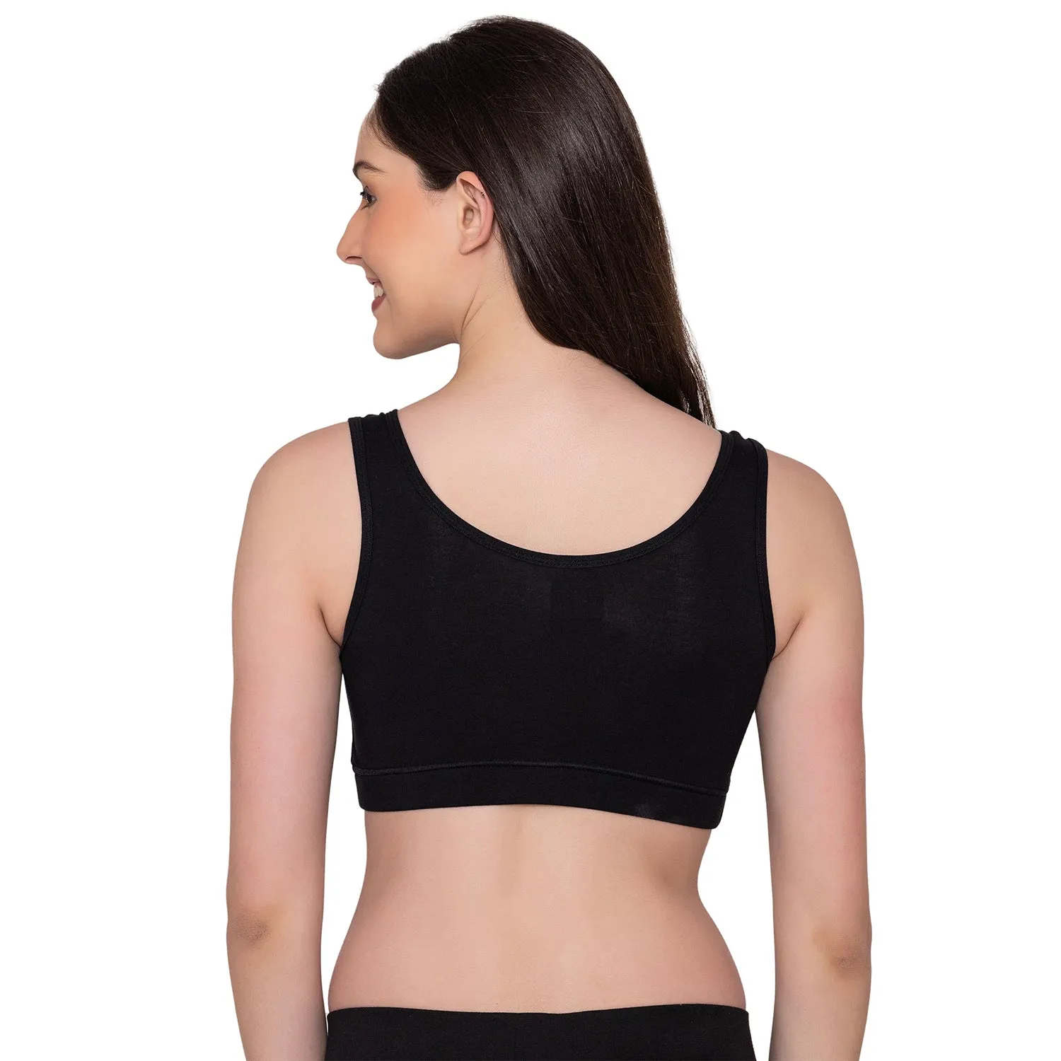 Women's Wirefree Non Padded Full Coverage Sports Bra - Black