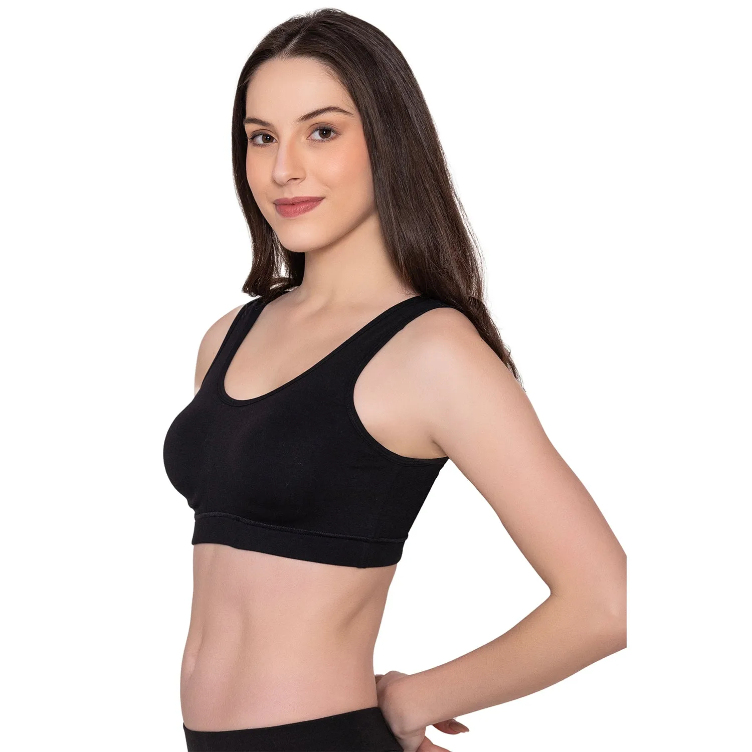 Women's Wirefree Non Padded Full Coverage Sports Bra - Black