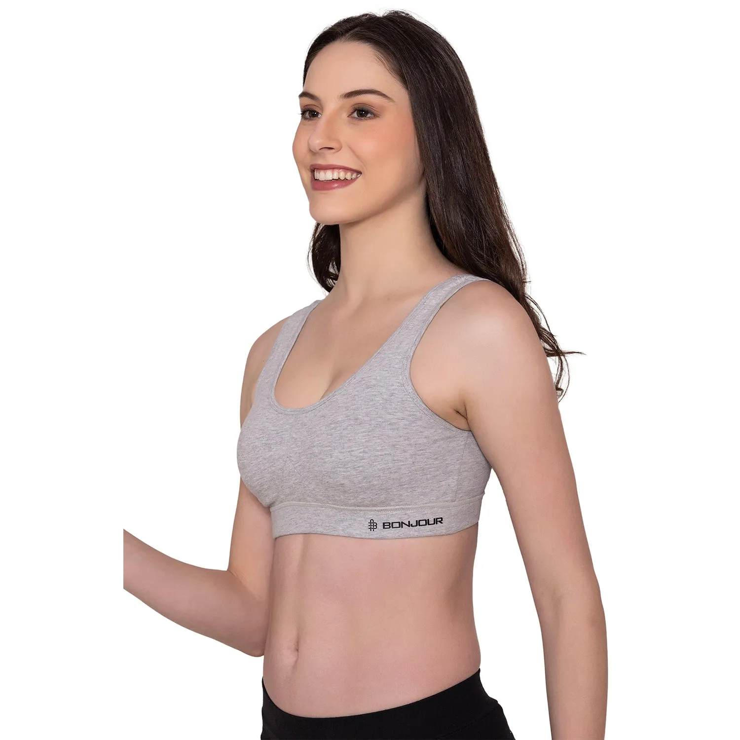 Women's Wirefree Non Padded Full Coverage Sports Bra - Grey Mélange