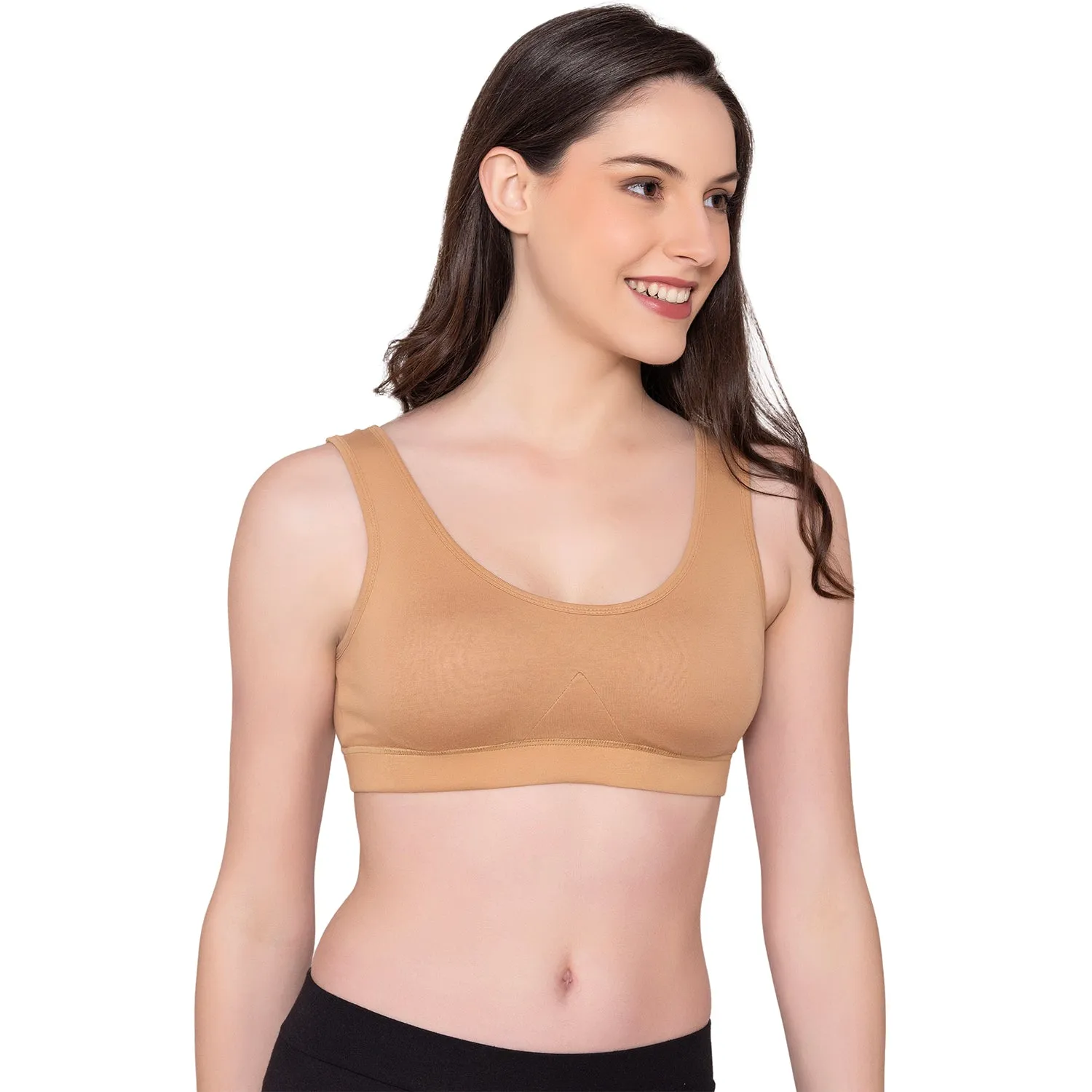 Women's Wirefree Non Padded Full Coverage Sports Bra - Skin