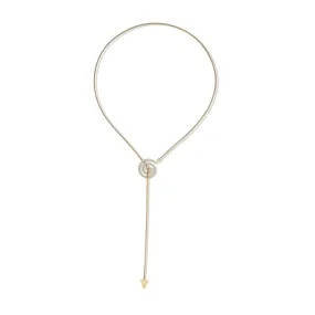 Yellow Gold Essence Spiral Lariat Necklace with Pave Diamonds