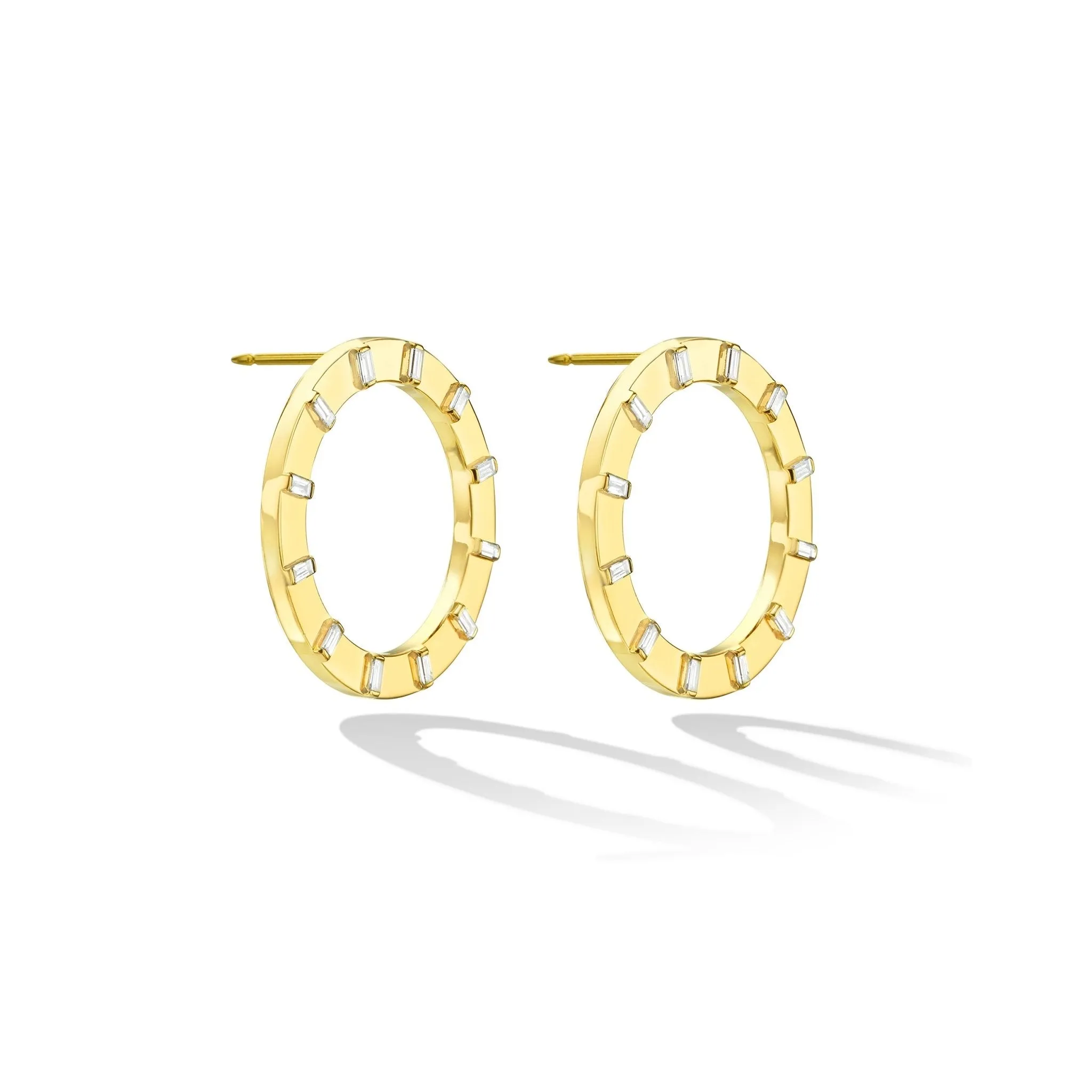 Yellow Gold Sole Unity Stud Earrings with White Diamonds